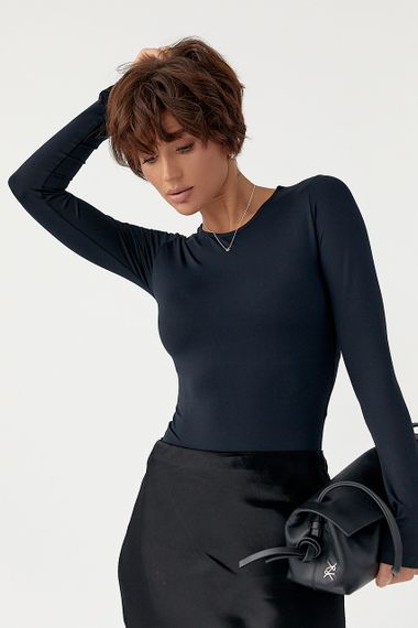 Еластичне однотонне боді - чорний цвет, L (є розміри)