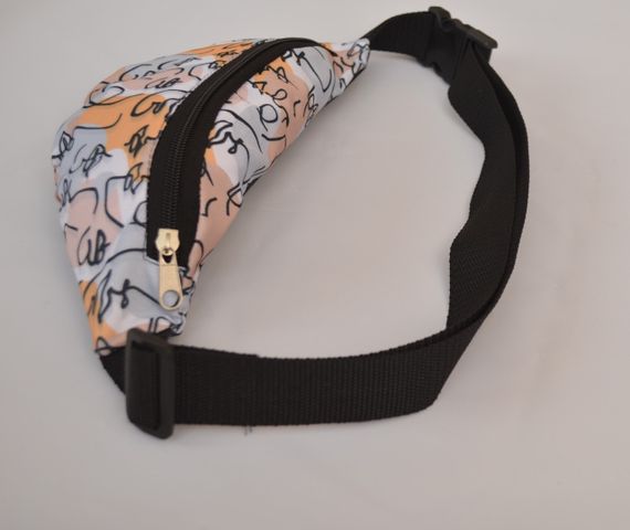 Сумка поясна бананка 4Profi Міні з принтом Сілует беж з одним відділенням 20395 | Зображення 3