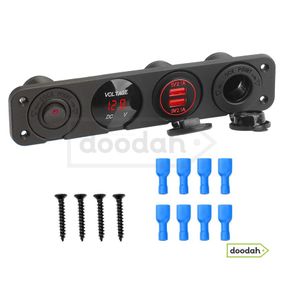 Авто / Мото станція (USB ЗП + вольтметр + порт прикурювач) Recessed Flow 4 Red, IP54