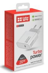 Мережевий зарядний пристрій Type-C PD 20 W білий V2 ColorWay CW-CHS026PD-WT