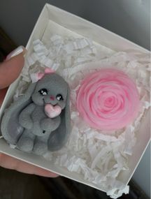 Набор мыла ручной работы «Зайчик и Пион», подарочное мыло в коробочке