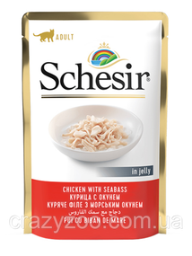 Влажный корм для котов Schesir Chicken Sea Bass курица с морским окунем в желе 85 г 171061