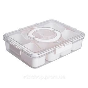 Контейнер для їжі з 8 відсіками 31х24х7 см судок для їжі пластиковий 2.5 л Білий HP-27-3