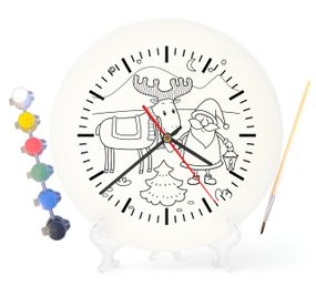 Дитячий набір для творчості годинник розмальовка Санта і Рудольф 30 см (Г0070)