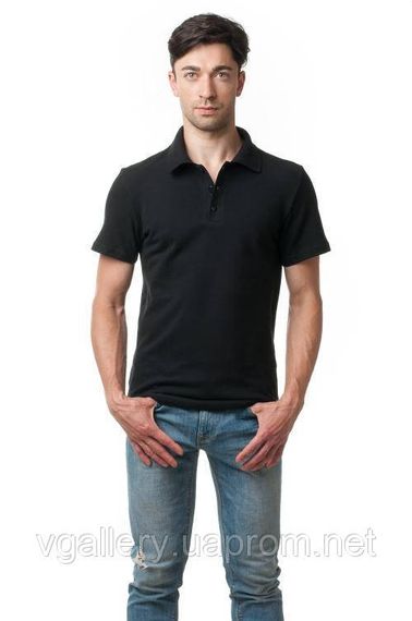 Футболка чоловіча ПОЛО — Чорна з коротким рукавом 3XL