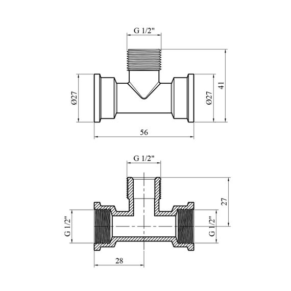 Трійник Karro 1/2" ВЗВ нікельований KR-3213 | Зображення 1