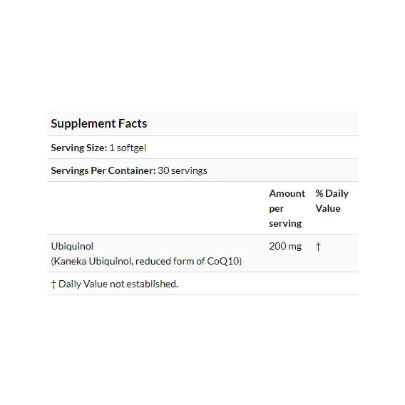 Коэнзим Doctor's Best Ubiquinol with Kaneka 200 mg 30 Softgels DRB-00274 | Зображення 2