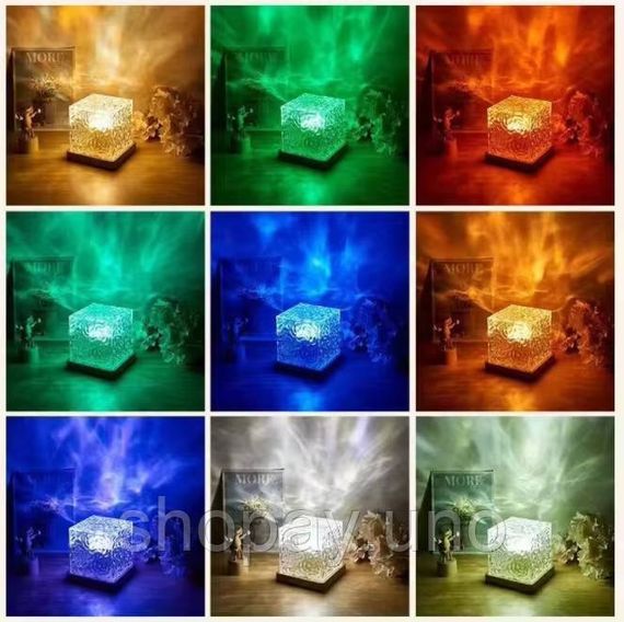 Настільний світильник RGB з проекцією хвилі · Світлодіодний USB нічник Ефект Води з пультом ДУ | Зображення 3