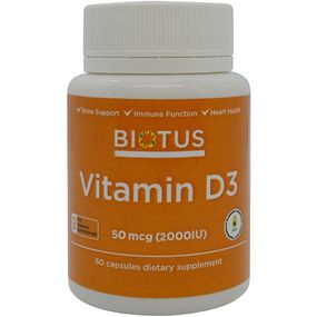 Вітамін D Biotus Vitamin D3, 2000 ME 60 Caps BIO-530074