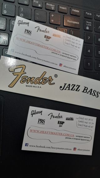 Деколь для бас-гітари Fender Jazz Bass наклейка логотип золотиста | Зображення 2