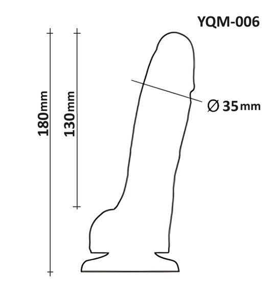 Фалоімітатор з мошонкою на присосці OYO YQM-006 (довжина 18 см, діаметр 3.5 см) Sex Aura | Зображення 9