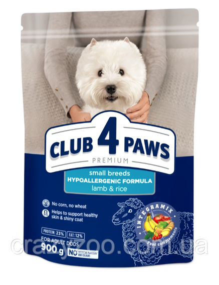 Сухий корм для собак дрібних порід Club 4 Paws з ягнятком та рисом 900 г B4520911