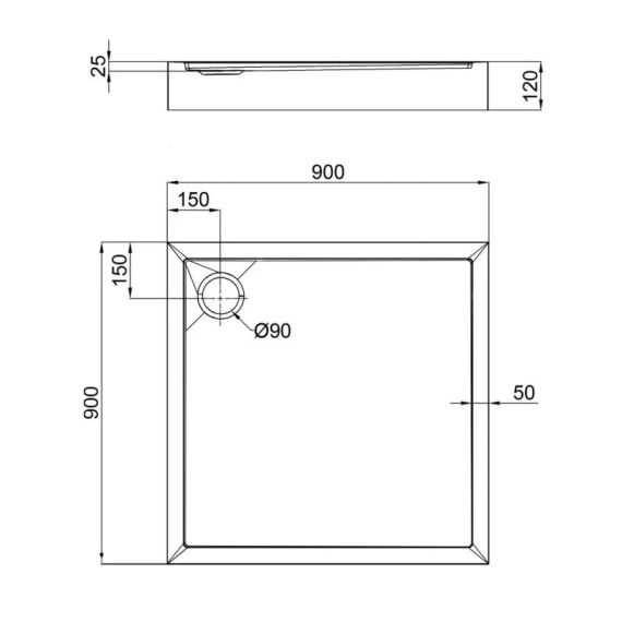 Душевой поддон Qtap Tern 309912C 90x90x12 см + сифон | Зображення 1
