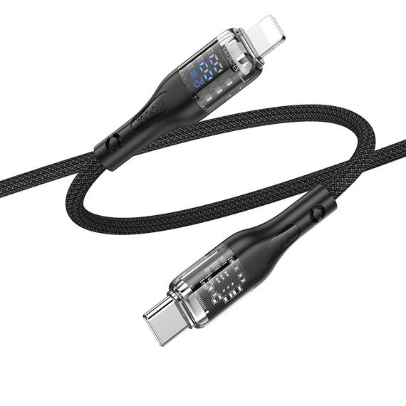 Кабель для зарядки телефона. USB Hoco U115 Transparent PD20W With Display Type-C to Lightning 1.2m | Зображення 4
