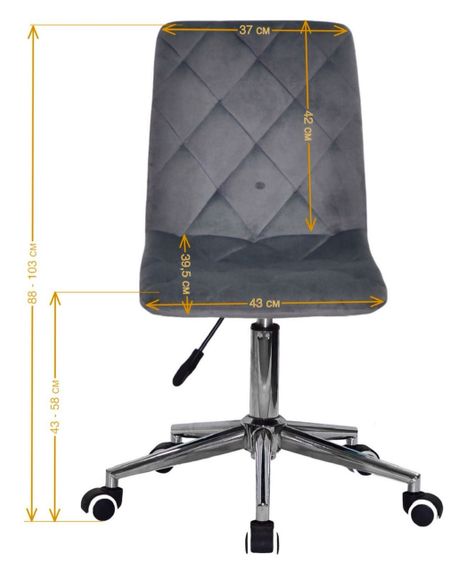 Стул на золотой ноге с колесами, с регулировкой высоты, поворотный Fred GD-Modern Office велюр серый OR-852 | Зображення 1