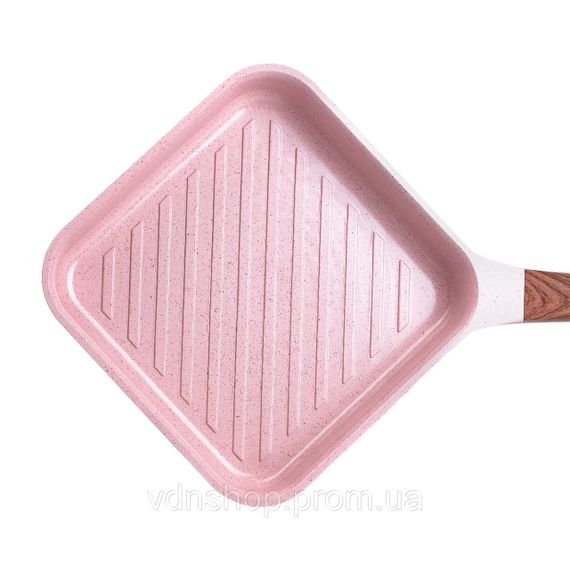 Сковорода-гриль алюминиевая, квадратная, 2,5 л, с антипригарным покрытием, 24 см MGC Pink HP-4-438P | Зображення 1