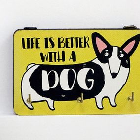 Ключница настенная Life is better with a dog 10x15 см (KEDL_21S011)