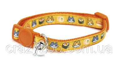 Ошейник для котов Croci Catmania Sushi со звоночком нейлон желтый 23-35x1 см C5079427
