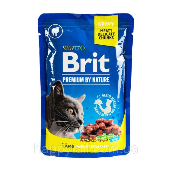 Корм влажный Brit Premium Lamb for Sterilised д/стерилизованных котов ягненка 100 г | Зображення 3