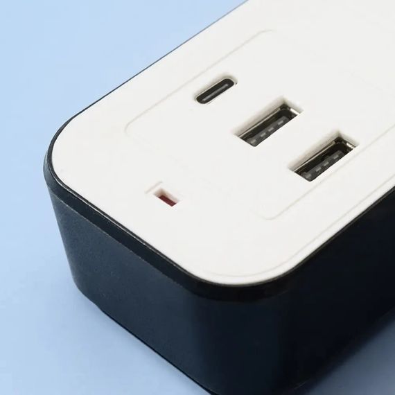 Мережевий подовжувач-розгалужувач 3 розетки з USB Type-C, 2м, WL-7, Білий / Подовжувач з USB портами / Мережевий фільтр | Зображення 5