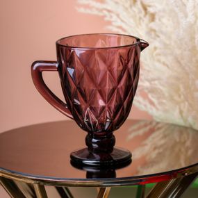 Кувшин для напитков с толстого стекла 1 л гранованый розовый