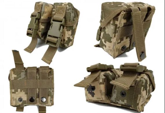 Підсумок гранатний подвійний піксель ЗСУ MM-14 (MOLLE, підсумок для гранат на розгрузку, жилет, РПС) | Зображення 1
