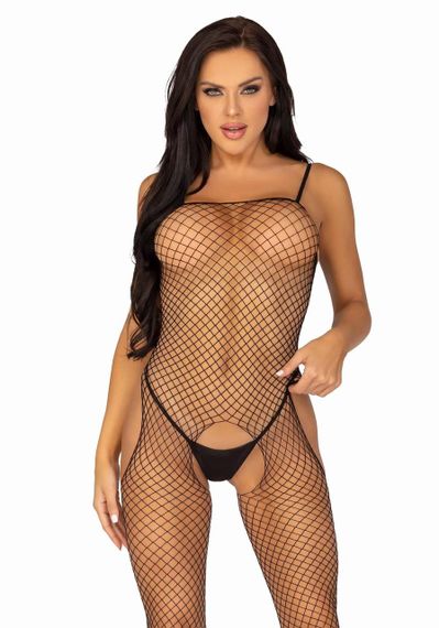 Бодістокінг Leg Avenue Suspender Bodystocking One size Black, велика сітка, доступ Sex Aura