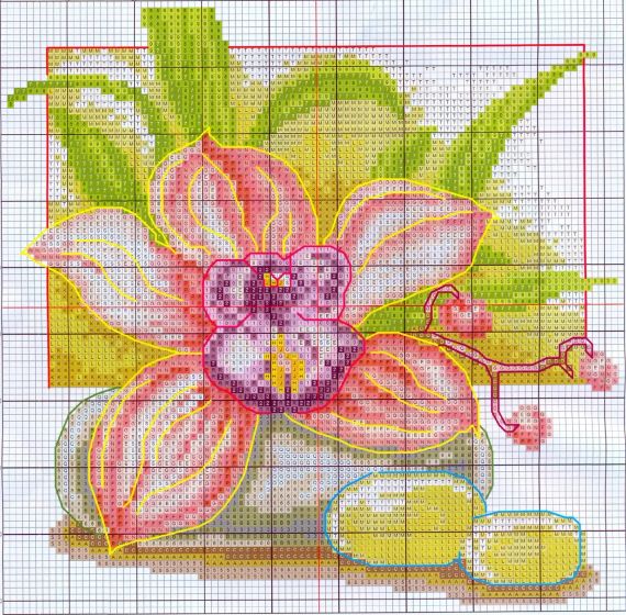 Набор для вышивания по нанесённой на канву схеме "Pink daffodil". AIDA 14CT printed 22*21 см | Зображення 2