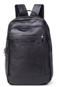 Міський чоловічий рюкзак шкіряний чорний Tiding Bag B2-03555A