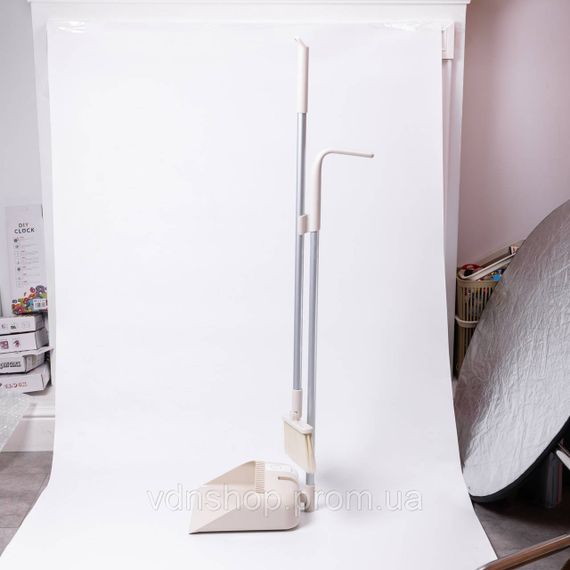 Набір віник і совок на довгій ручці для підлоги 25×24×100 см щітка віник для прибирання Бежевий HP-45-15BE | Зображення 2