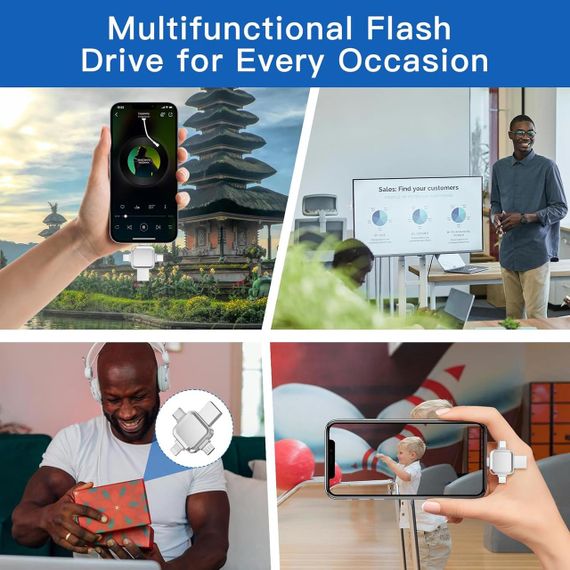 Флеш USB накопитель для iPhone 256 ГБ, Yueflue  для iPhone с портом iOS, USB, Type C, Micro-USB, | Зображення 4