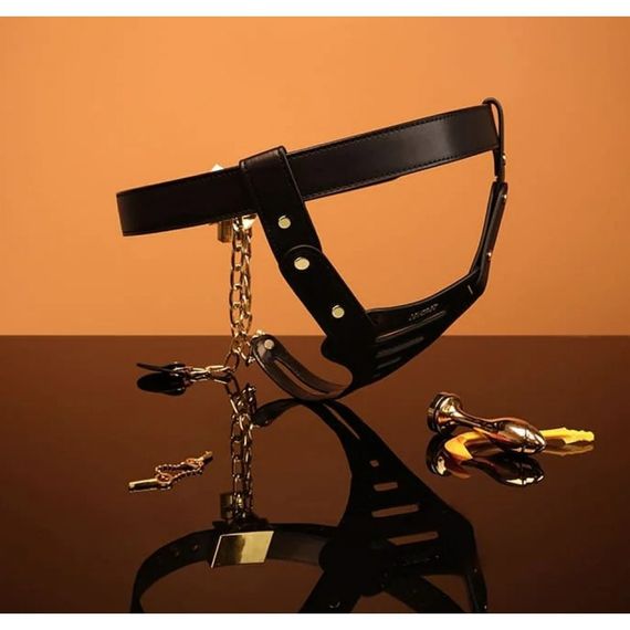 Пояс вірності жіночий з анальною пробкою S Beg & Ask Sevanda, із замком, шкіра та метал, чорний sexstyle | Зображення 6