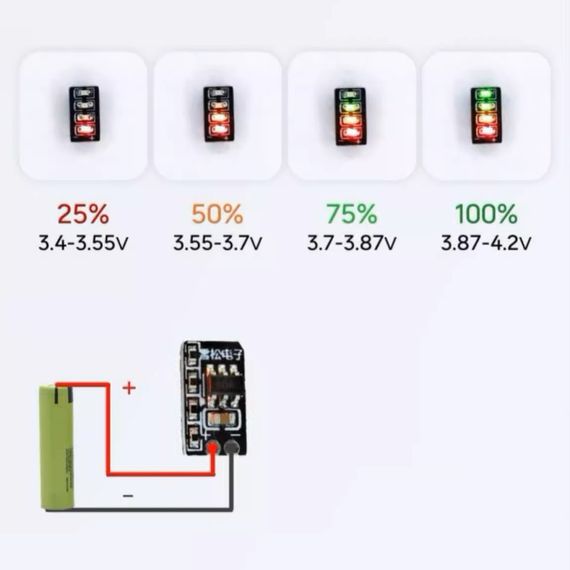 Мини индикатор уровня заряда батареи 1S 18650 Li-ion 4.2v | Зображення 2