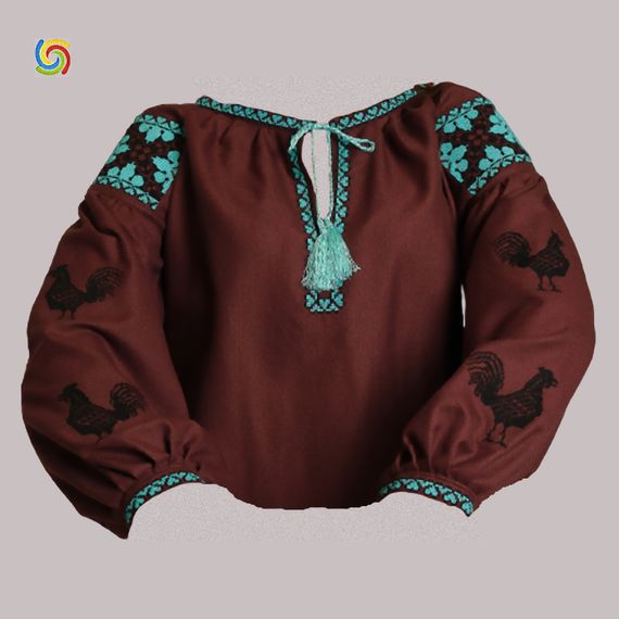 Рубашка Украинская вышиванка 287107 цвет коричневый размер L/XL