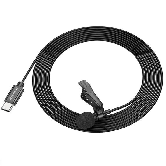 Микрофон петличный Borofone BFK11 Elegant lavalier Type-C (2m) Black | Зображення 3