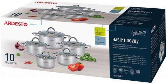 Набір посуду Ardesto Gemini Gourmet Andria AR-1910-GPS 10 предметів | Зображення 3