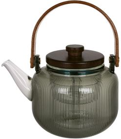 Чайник заварювальний скляний "Smokey Grey" 800мл із дерев'яною кришкою