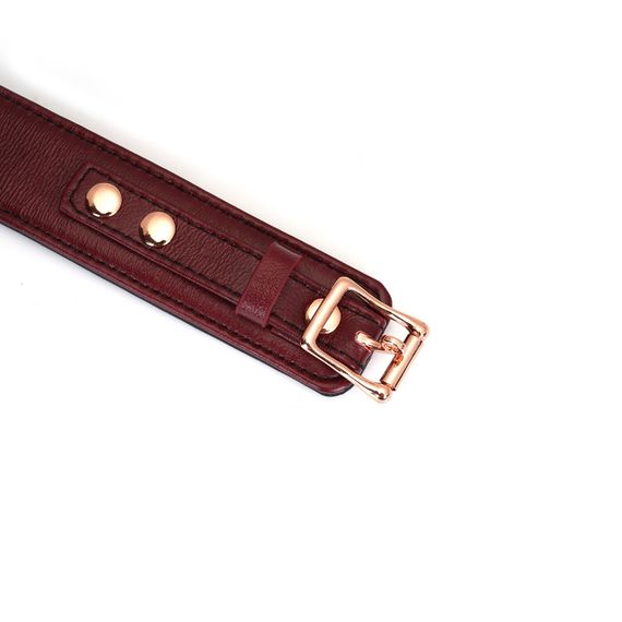 Шкіряний нашийник з повідцем Liebe Seele Wine Red Curved Collar, замок-сердечко | Зображення 8