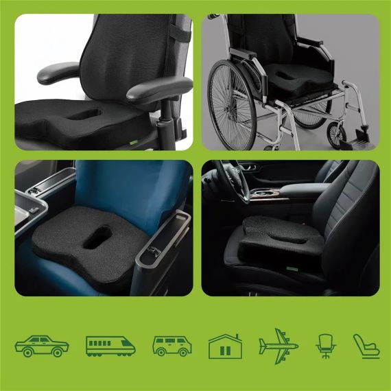Ортопедична подушка Memory Foam Comfort Seat — ергономічна накладка на сидіння з вирізом для куприка | Зображення 6