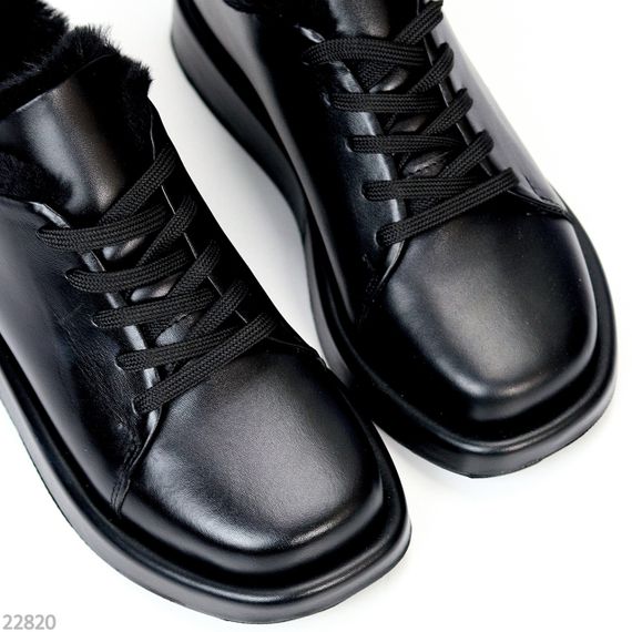 Мега стильні теплі чорні туфлі автоледі натуральна шкіра колір на вибір | Зображення 7