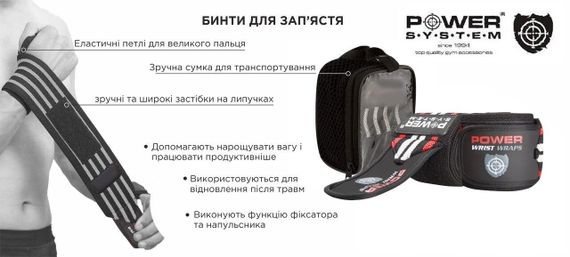 Кистьові бинти Power System PS-3500 Wrist Wraps Red/Black | Зображення 4