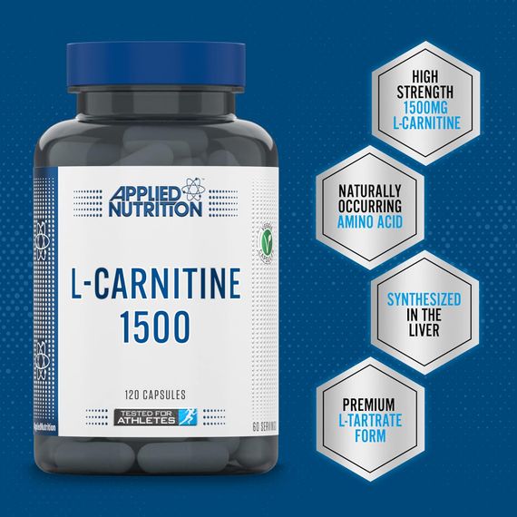 L-карнитин Applied Nutrition L-Carnitine 1500 mg 120 Capsules | Зображення 2
