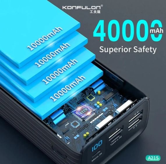 Портативное зарядное устройство для Konfulon A21S Power Bank 40000mah | Зображення 1