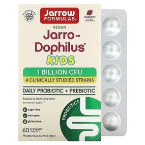 Витаминно-минеральный комплекс Jarrow Formulas Пробиотики для детей, 1 млрд КОЕ, вкус малины, Jarro-Dophilus