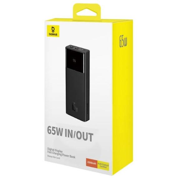 Powerbank с дисплеем 65Вт (для мобильных телефонов и ноутбуков) OS BASEUS StarLord 20000мАч Черный