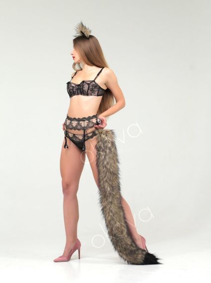 Анальний хвіст без пробки, Коричневий з чорним кінчиком, OKOVA 100 см. sexstyle | Зображення 3