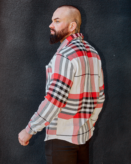 Теплая Рубашка Мадрид бело-красный S L