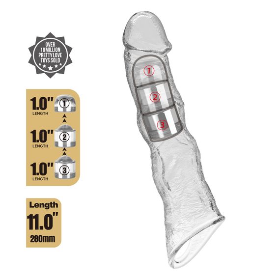 Подовжуюча насадка на член - Pretty Love Extension Penis Sleeve Clear, 28 см | Зображення 1