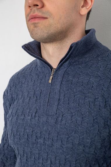 Светр чоловічий однотонний, колір джинс, 161R905 | Зображення 4