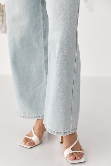 Прямі блакитні джинси Wide leg - блакитний цвет, XL (є розміри) | Зображення 3